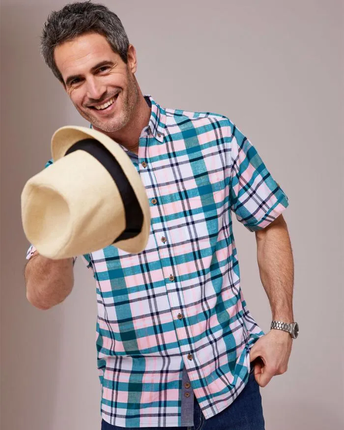Cotton Traders Shirts Short Sleeve Madras Shirt 8211 Men