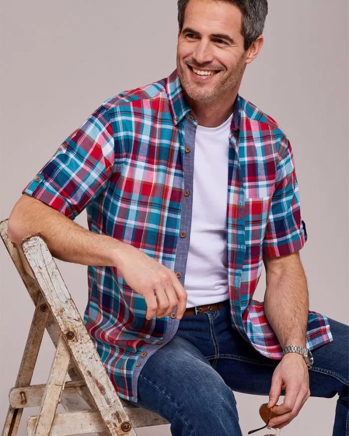 Cotton Traders Shirts Short Sleeve Madras Shirt 8211 Men