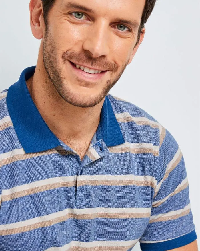 Cotton Traders Tops and TShirts Birdseye Stripe Polo Shirt 8211 Men