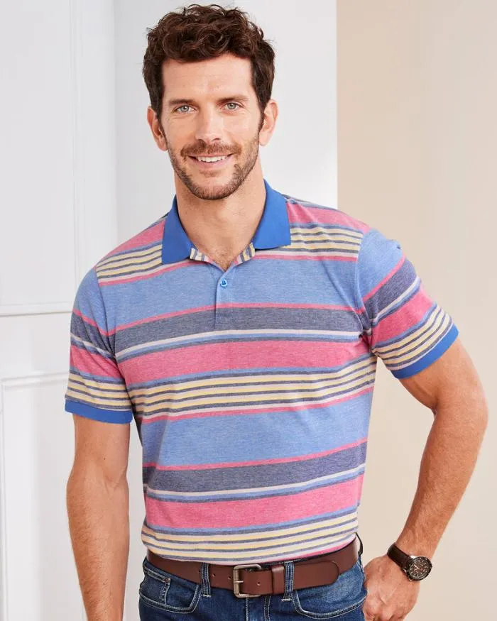 Cotton Traders Tops and TShirts Birdseye Stripe Polo Shirt 8211 Men