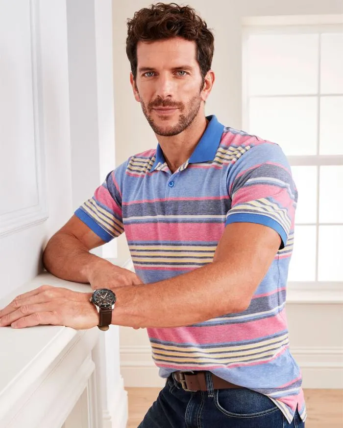 Cotton Traders Tops and TShirts Birdseye Stripe Polo Shirt 8211 Men