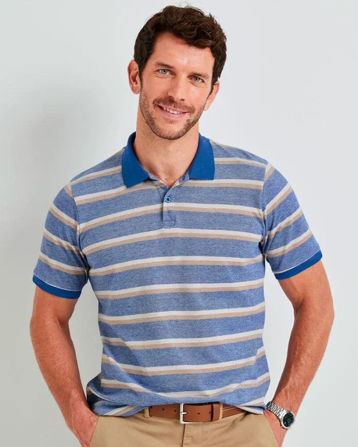 Cotton Traders Tops and TShirts Birdseye Stripe Polo Shirt 8211 Men