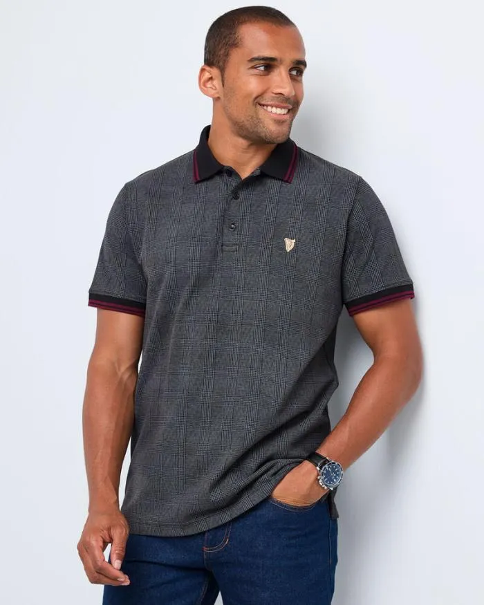 Cotton Traders Tops and TShirts Guinness Short Sleeve Check Print Polo Shirt 8211 Men