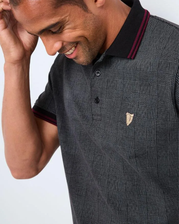 Cotton Traders Tops and TShirts Guinness Short Sleeve Check Print Polo Shirt 8211 Men