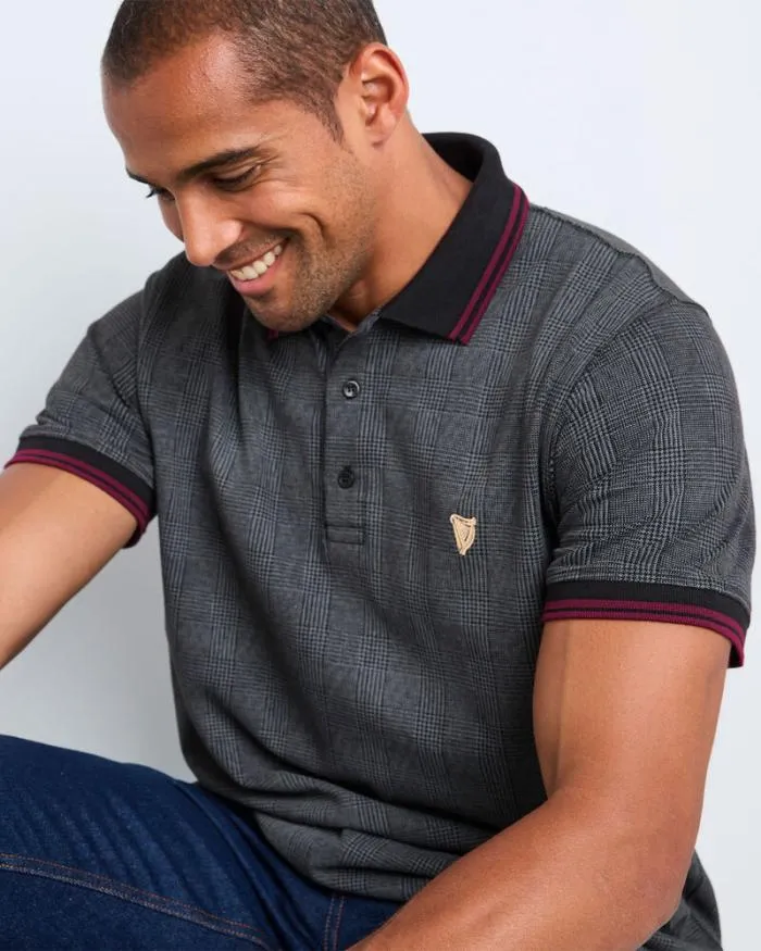 Cotton Traders Tops and TShirts Guinness Short Sleeve Check Print Polo Shirt 8211 Men