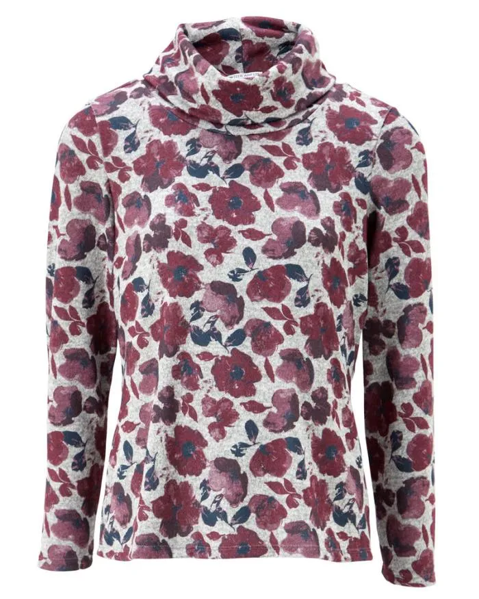 Cotton Traders Tops and TShirts PlushSoft Long Sleeve Cowl Neck Print Jersey Top 8211 Women