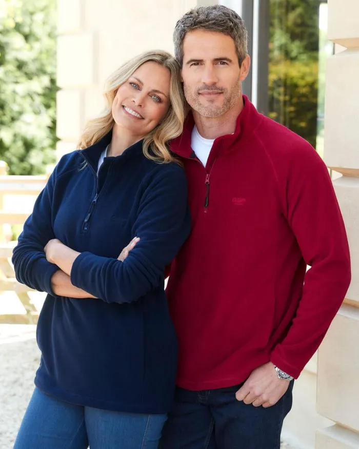 Cotton Traders Tops and TShirts Recycled Microfleece Half Zip Top 8211 WomenMenUnisex