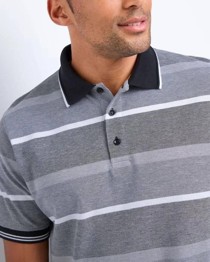 Cotton Traders Tops and TShirts Signature Short Sleeve Birdseye Stripe Polo Shirt 8211 Men