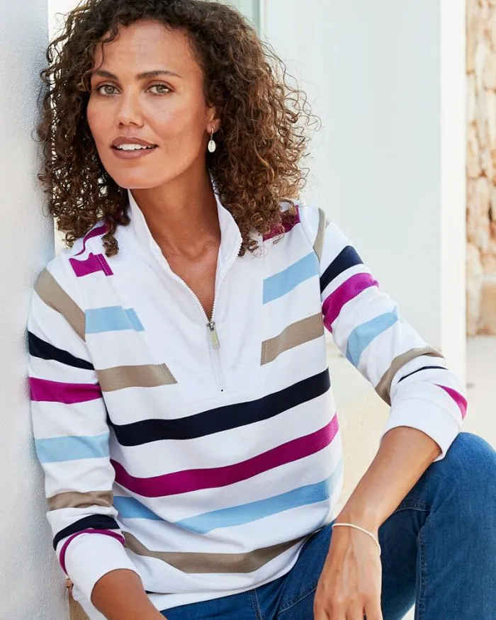 Cotton Traders Tops and TShirts Weekend Zip Neck Sweatshirt 8211 Women