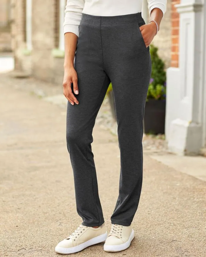 Cotton Traders Trousers Georgie Jersey PullOn StraightLeg Trousers 8211 Women