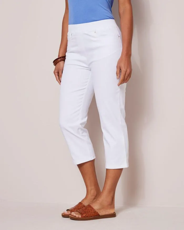 Cotton Traders Trousers Premium PullOn Rib Waist Twill Crop Jeans 8211 Women