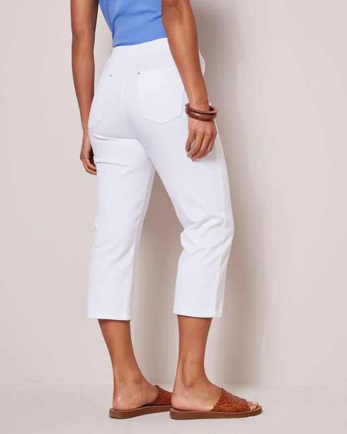 Cotton Traders Trousers Premium PullOn Rib Waist Twill Crop Jeans 8211 Women