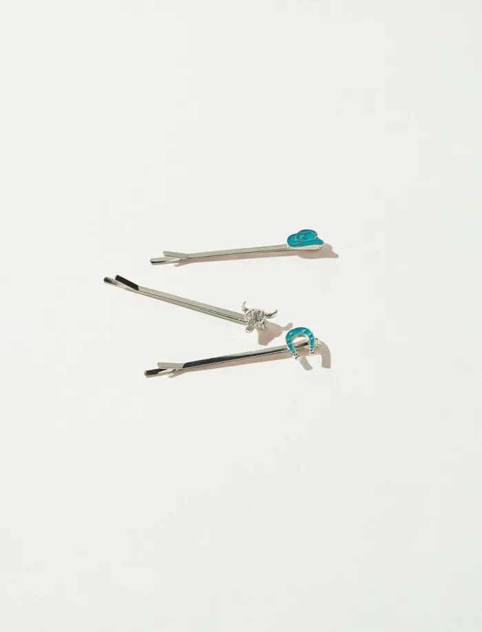 Cowboy Barrette Set Silver Women Lucky Brand Hair Accessories