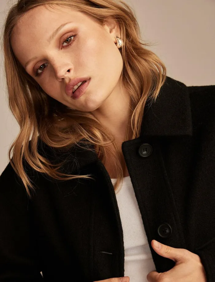 Cropped Boucle Jacket 001 Black Women Lucky Brand Jackets and Outerwear