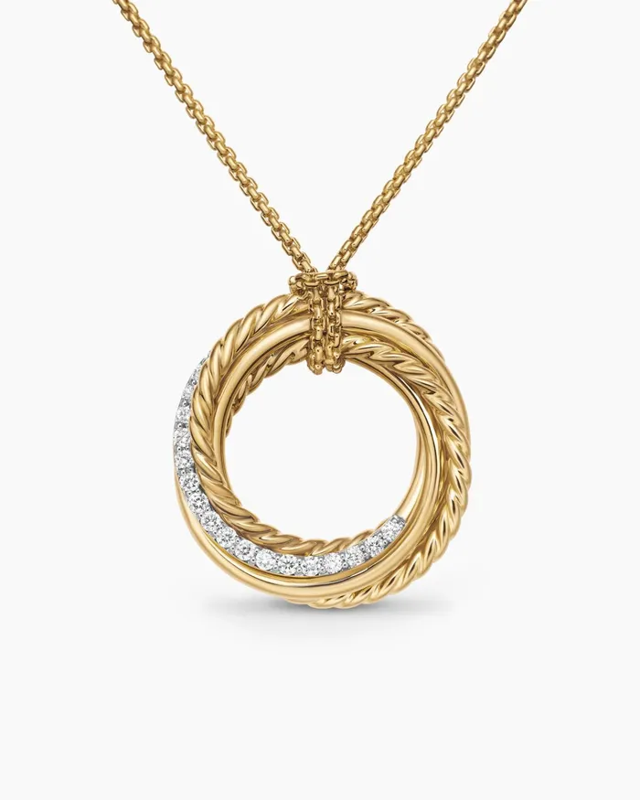 Crossover Pendant Necklace In 18K Yellow Gold With Diamonds 21mm Women David Yurman Pendant Crossover Pendant Necklace In 18K Yellow Gold With Diamonds 21mm Women David Yurman Pendant