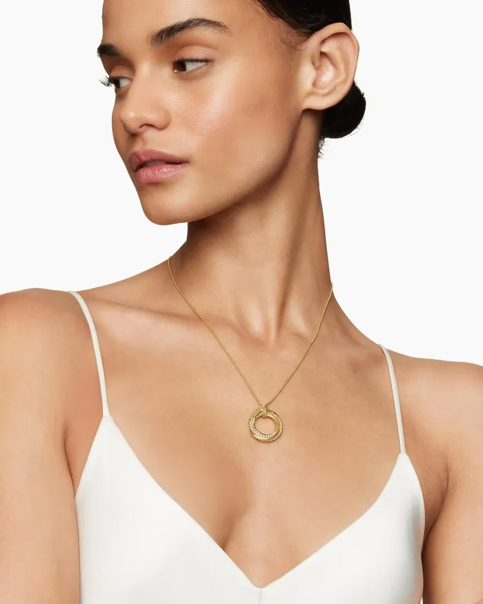 Crossover Pendant Necklace In 18K Yellow Gold With Diamonds 21mm Women David Yurman Pendant Crossover Pendant Necklace In 18K Yellow Gold With Diamonds 21mm Women David Yurman Pendant