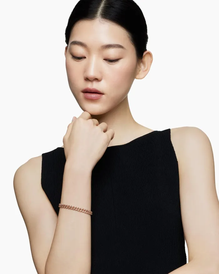 Curb Chain Bracelet In 18K Rose Gold With Diamonds 7mm Women David Yurman Chain Curb Chain Bracelet In 18K Rose Gold With Diamonds 7mm Women David Yurman Chain