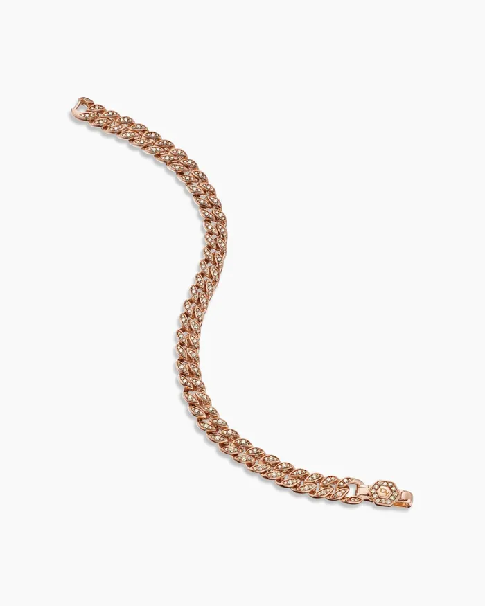 Curb Chain Bracelet In 18K Rose Gold With Diamonds 7mm Women David Yurman Chain Curb Chain Bracelet In 18K Rose Gold With Diamonds 7mm Women David Yurman Chain