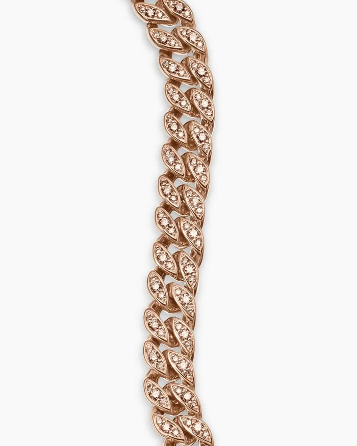 Curb Chain Bracelet In 18K Rose Gold With Diamonds 7mm Women David Yurman Chain Curb Chain Bracelet In 18K Rose Gold With Diamonds 7mm Women David Yurman Chain