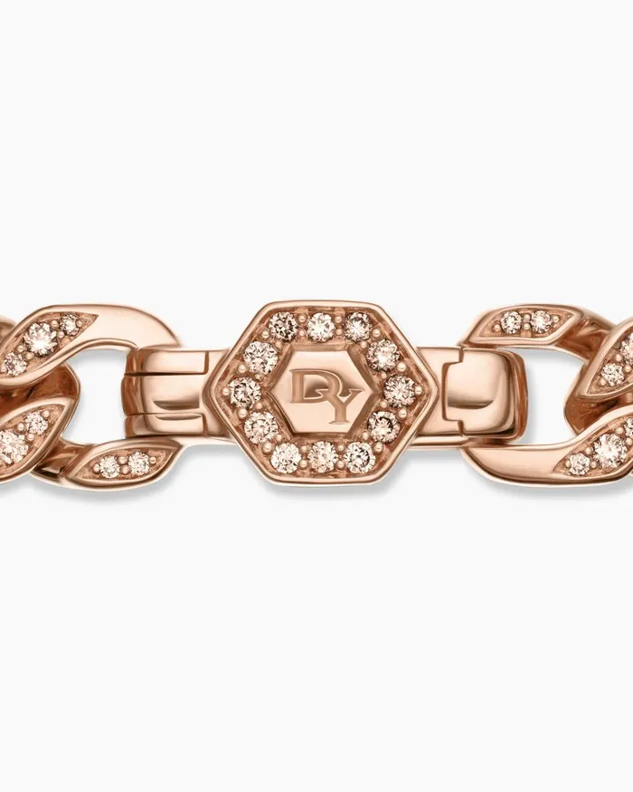 Curb Chain Bracelet In 18K Rose Gold With Diamonds 7mm Women David Yurman Chain Curb Chain Bracelet In 18K Rose Gold With Diamonds 7mm Women David Yurman Chain