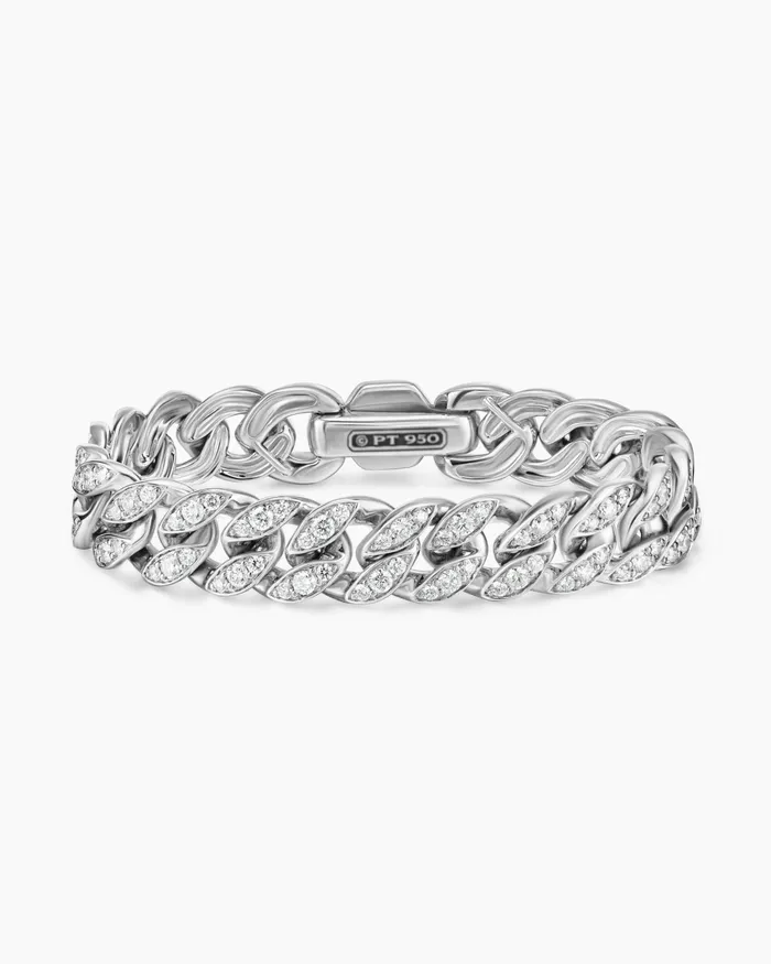 Curb Chain Bracelet In Platinum With Diamonds 115mm Women David Yurman Chain Curb Chain Bracelet In Platinum With Diamonds 115mm Women David Yurman Chain
