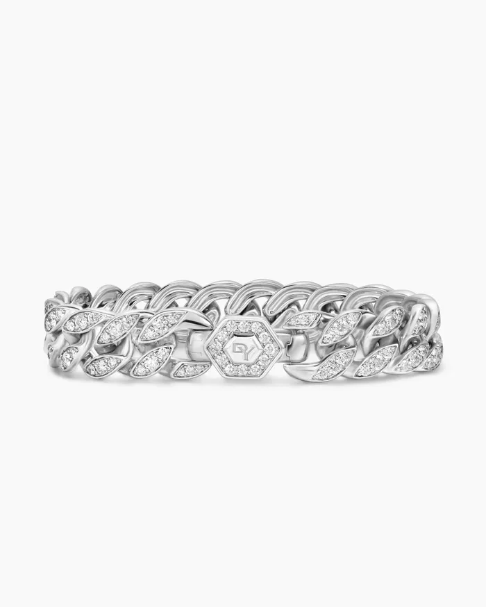 Curb Chain Bracelet In Platinum With Diamonds 115mm Women David Yurman Chain Curb Chain Bracelet In Platinum With Diamonds 115mm Women David Yurman Chain