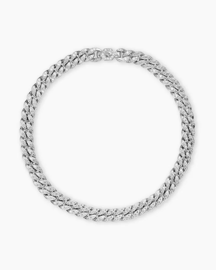 Curb Chain Necklace In Platinum With Diamonds 115mm Women David Yurman Chain Curb Chain Necklace In Platinum With Diamonds 115mm Women David Yurman Chain
