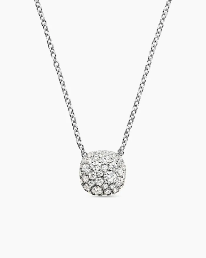 Cushion Pendant Necklace In 18K White Gold With Diamonds 8mm Women David Yurman Pendant Cushion Pendant Necklace In 18K White Gold With Diamonds 8mm Women David Yurman Pendant
