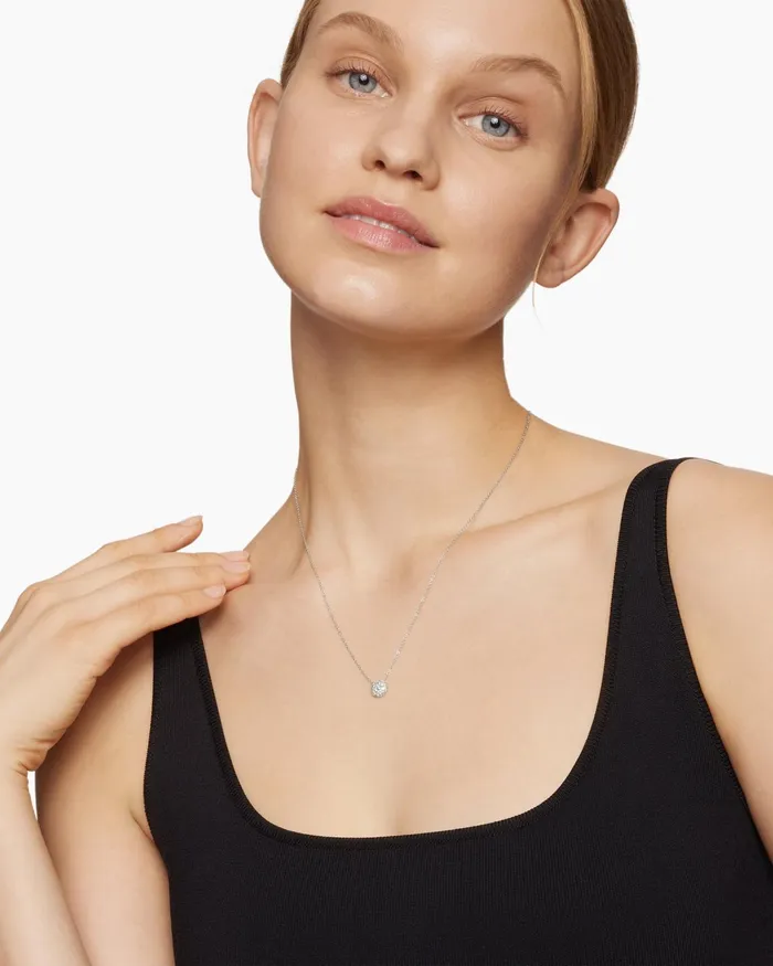 Cushion Pendant Necklace In 18K White Gold With Diamonds 8mm Women David Yurman Pendant Cushion Pendant Necklace In 18K White Gold With Diamonds 8mm Women David Yurman Pendant