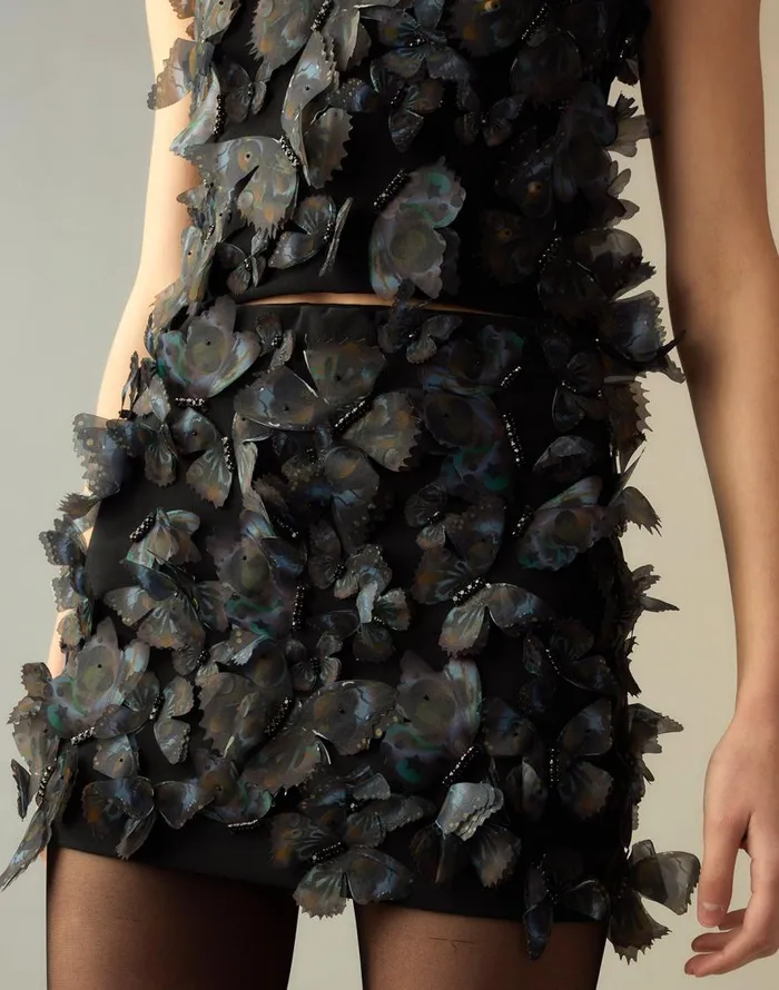 Cynthia Rowley Butterfly Appliqu Skirt Women Bottoms