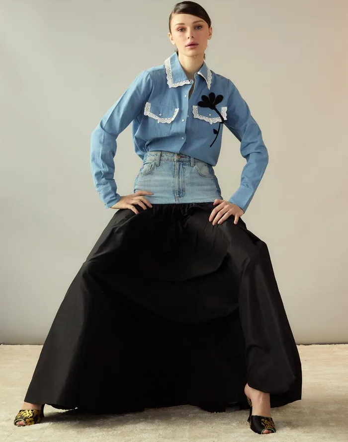 Cynthia Rowley Denim Taffeta Skirt Women Bottoms Cynthia Rowley Denim Taffeta Skirt Women Bottoms