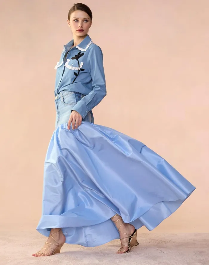 Cynthia Rowley Denim Taffeta Skirt Women Bottoms Cynthia Rowley Denim Taffeta Skirt Women Bottoms