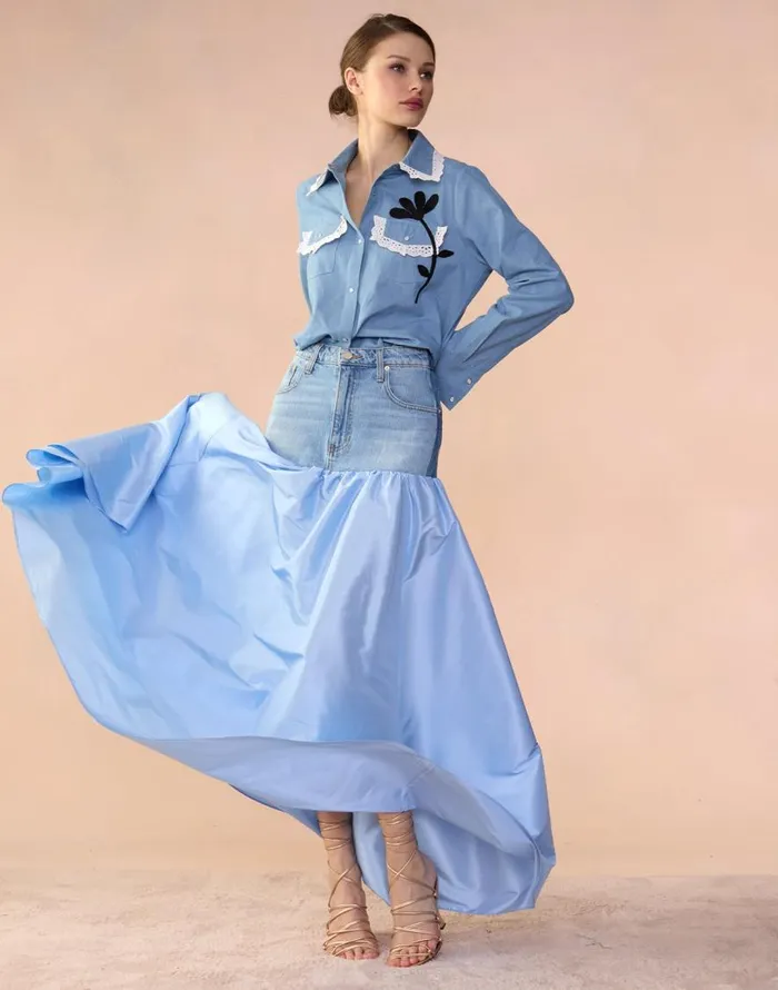 Cynthia Rowley Denim Taffeta Skirt Women Bottoms Cynthia Rowley Denim Taffeta Skirt Women Bottoms