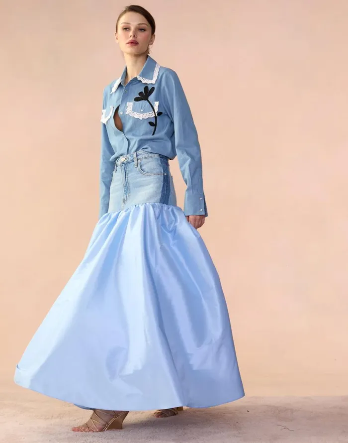 Cynthia Rowley Denim Taffeta Skirt Women Bottoms Cynthia Rowley Denim Taffeta Skirt Women Bottoms