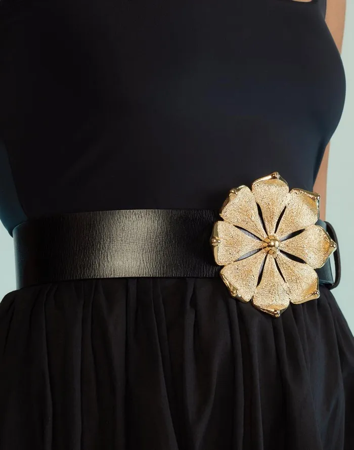 Cynthia Rowley Gold Flower Buckle Belt Women Accessories and Gifts