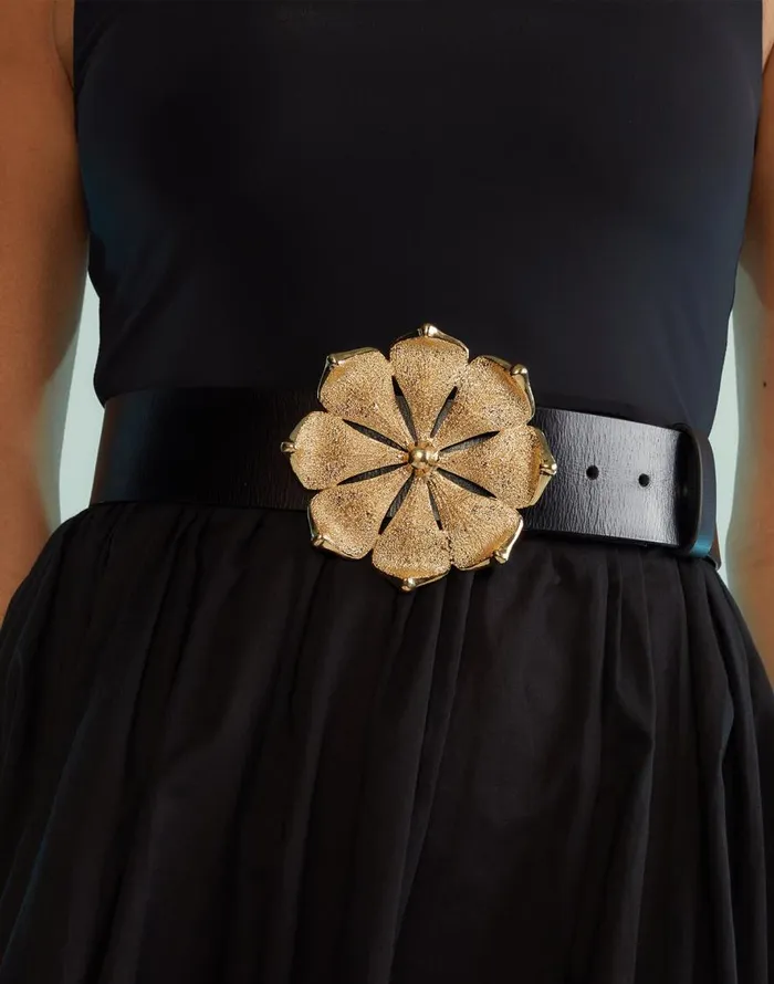 Cynthia Rowley Gold Flower Buckle Belt Women Accessories and Gifts