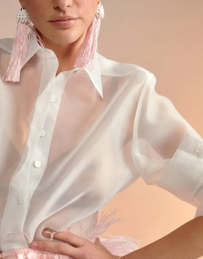 Cynthia Rowley Organza Button Down Shirt Women Tops Cynthia Rowley Organza Button Down Shirt Women Tops
