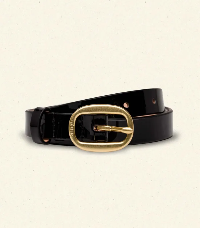 DEN Belts Hats and Gloves Women Avi Slim Belt Black Patent DEN Belts Hats and Gloves Women Avi Slim Belt Black Patent