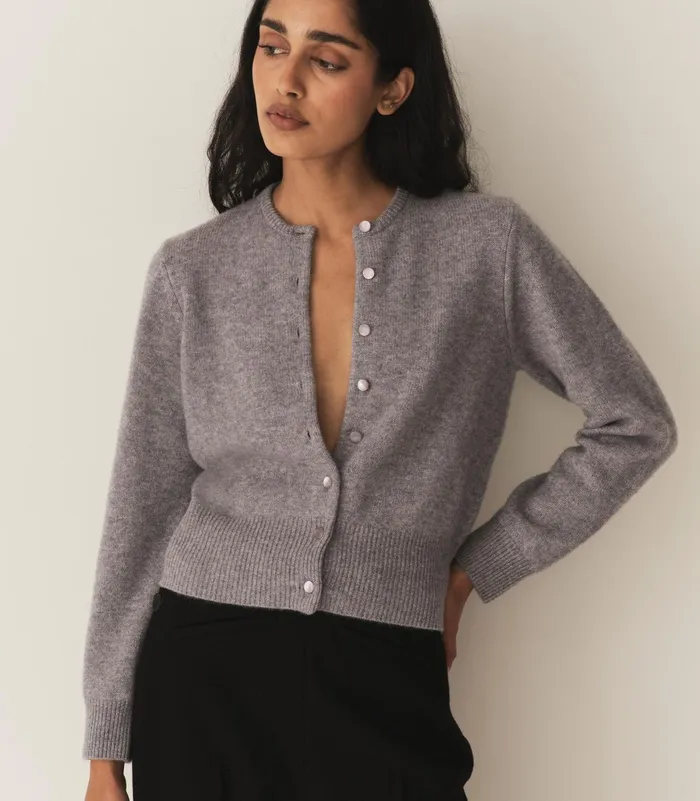 DEN Knitwear Women Fairchild Cashmere Cardigan Pebble Grey