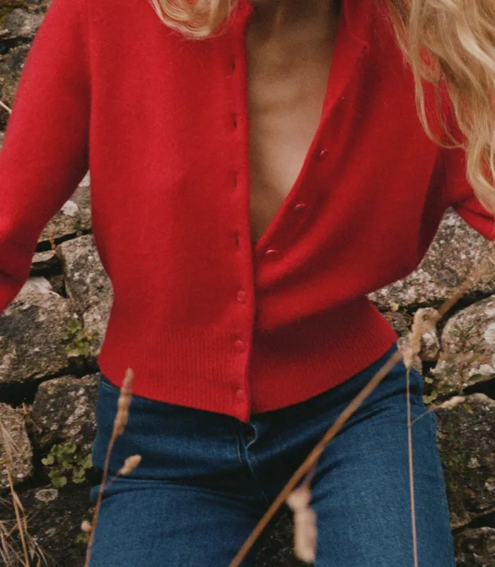 DEN Knitwear Women Fairchild Cashmere Cardigan Tomato DEN Knitwear Women Fairchild Cashmere Cardigan Tomato