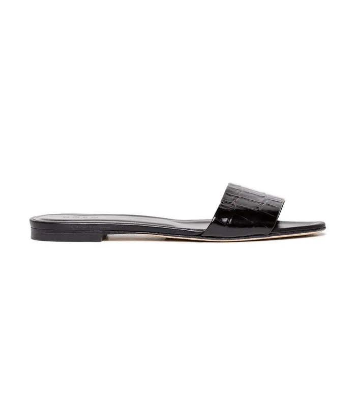 DEN Shoes Women Angelica Sandal Black Faux Croc