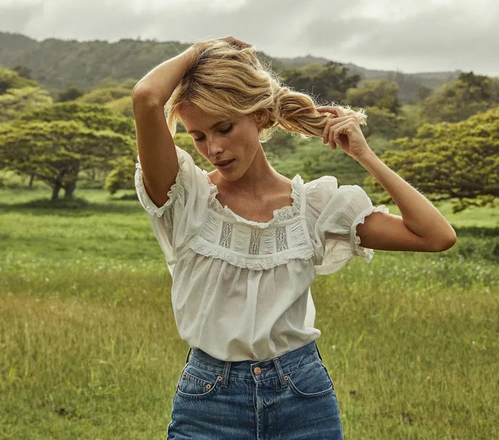 DEN Tops Women Frances Top Salt Lace