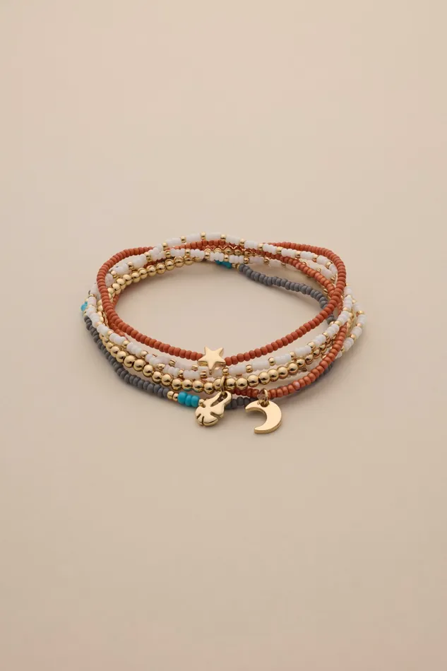 Delicate Beaded Layered Bracelet Gold Women Lucky Brand Jewelry