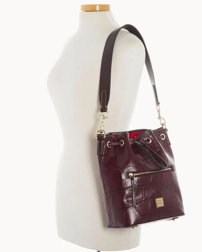 Denison Drawstring Bordeaux Women Dooney and Bourke Shoulder Bags Denison Drawstring Bordeaux Women Dooney and Bourke Shoulder Bags