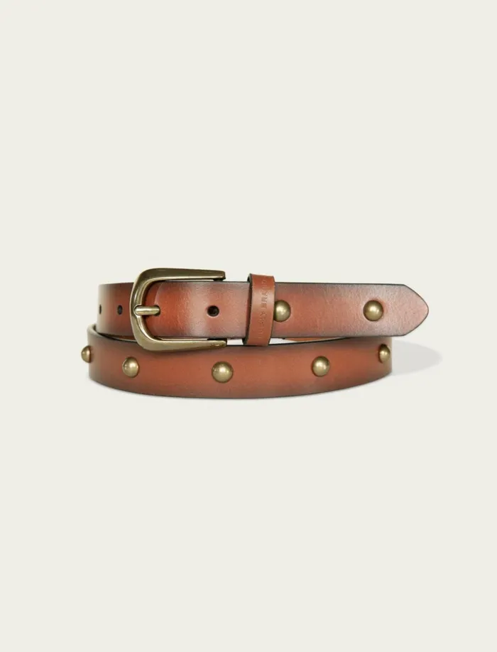 Dome Studded Leather Belt Medium Brown Women Lucky Brand Belts