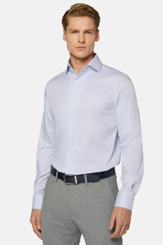 Dress Shirts Men Boggi Milano Regular Fit Blue Checked Cotton And Tencel Shirt Blue Dress Shirts Men Boggi Milano Regular Fit Blue Checked Cotton And Tencel Shirt Blue