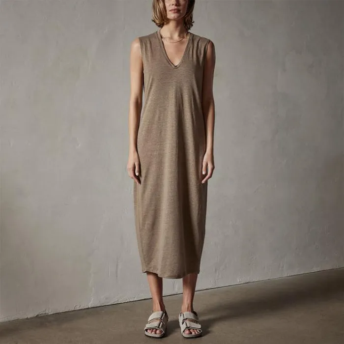 DressesJumpsuits Women James Perse Linen Jersey Column Dress Old Gold