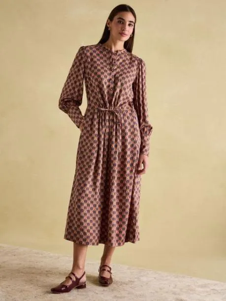 Dresses Women Joules Brown Tie Waist Midi Dress