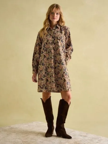 Dresses Women Joules Floral Paisley Corduroy Shirt Dress