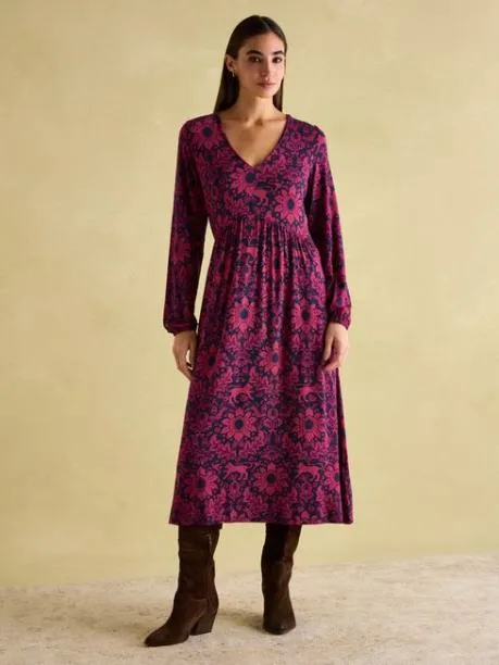 Dresses Women Joules Red and Navy Long Sleeve Midaxi Dress